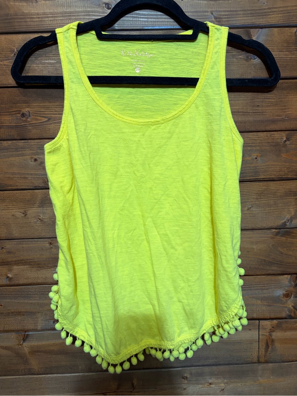 Lilly Pulitzer Neon Yellow Pom-Pom Trim Tank - Picture 1 of 3